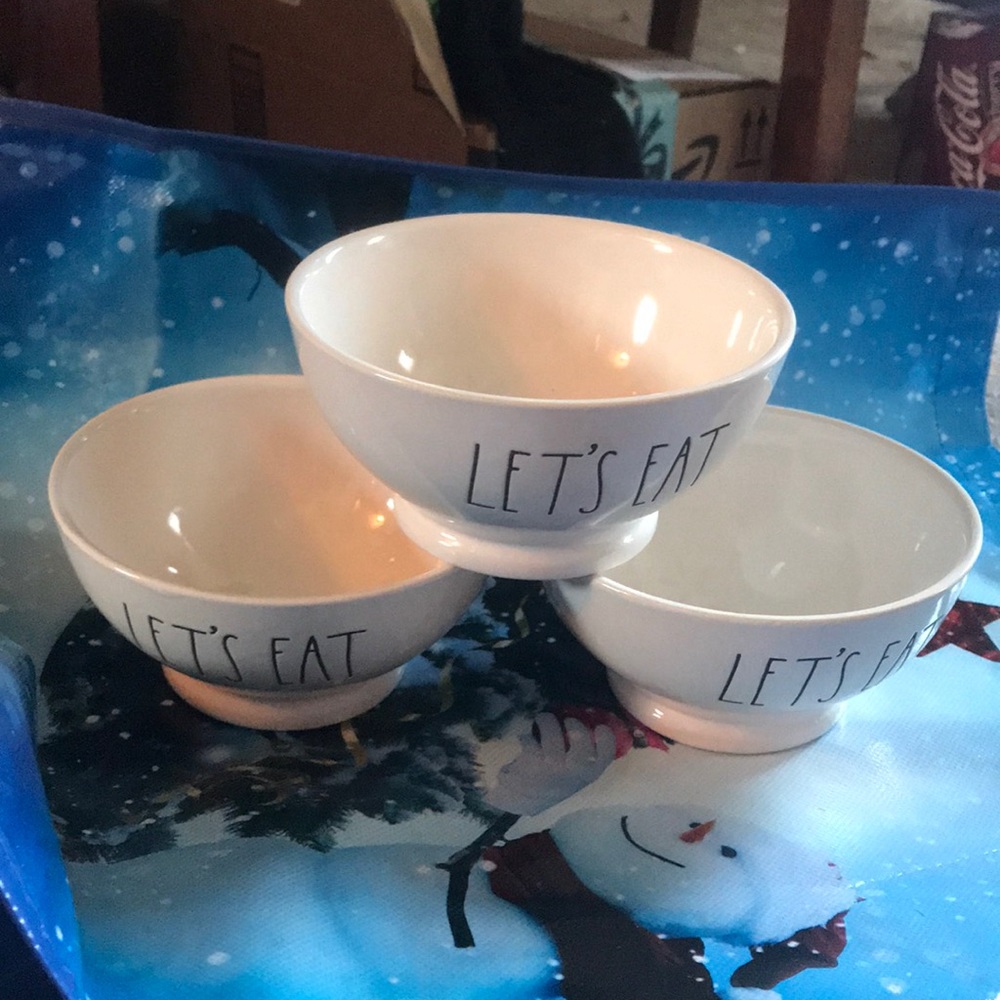 Set of 3 “LETS EAT” bowls